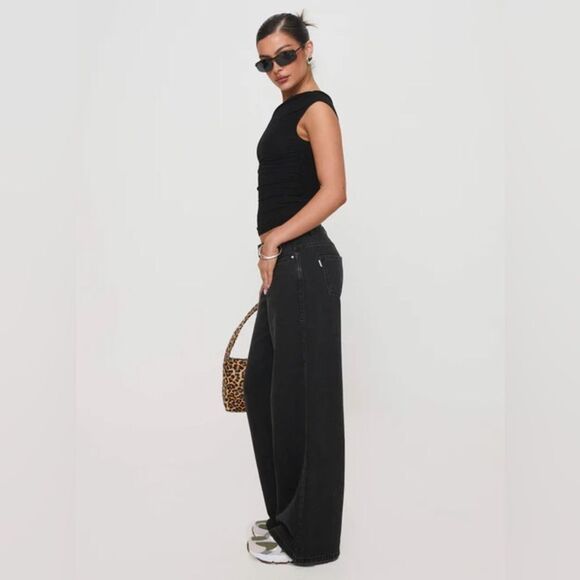 NWT Princess Polly Ramos Low Rise Denim Jeans Black 2 - Picture 4 of 8